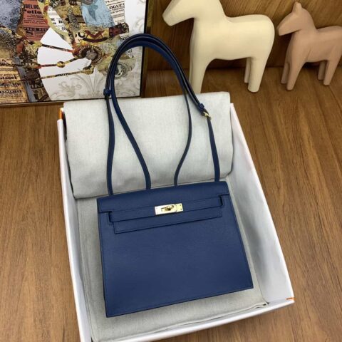 Hermès kelly danse 跳舞包 22cm evercolor S4深邃蓝 金扣