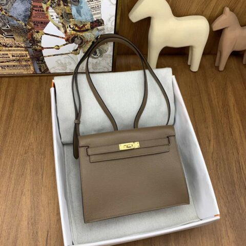 Hermès kelly danse 跳舞包 22cm evercolor DO犬马威米色金扣