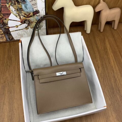 Hermès kelly danse 跳舞包 22cm evercolor DO犬马威米色银扣