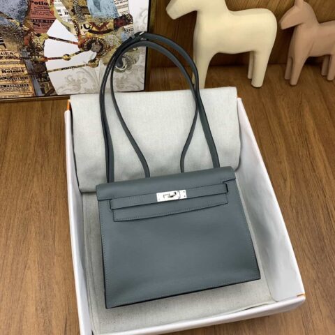 Hermès kelly danse 跳舞包 22cm evercolor 63杏仁绿 银扣