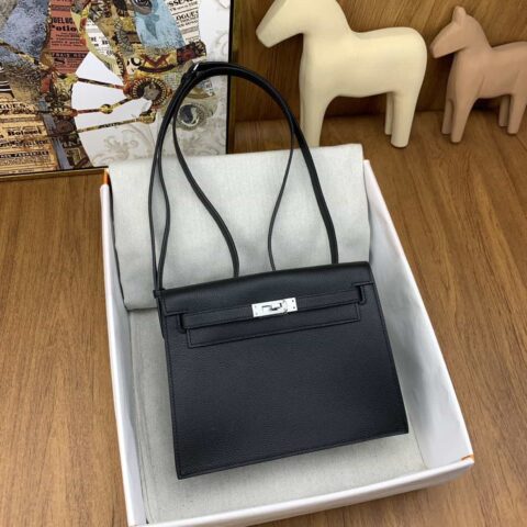 Hermès kelly danse 跳舞包 22cm evercolor 黑色89 银扣