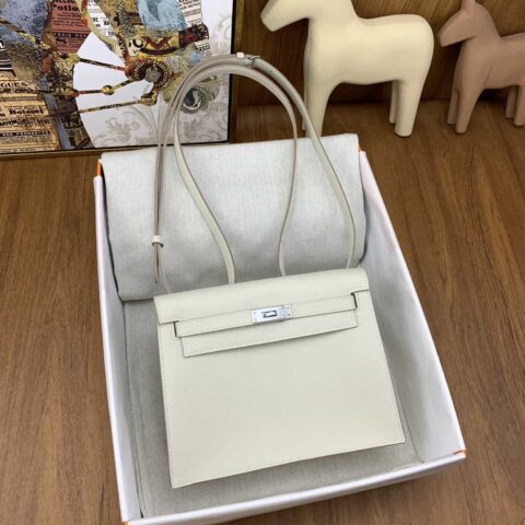 Hermès kelly danse 跳舞包 22cm evercolor 10奶昔白 银扣