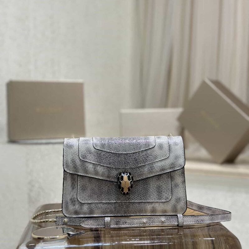 宝格丽Bvlgari 限量款-水蛇皮蛇头包包型号:38102