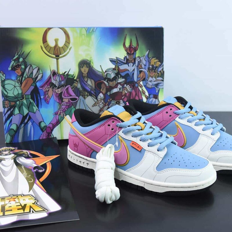 Nike SB Dunk Low 粉蓝白 圣斗士星矢低帮运动鞋 货号：ZD2356-153