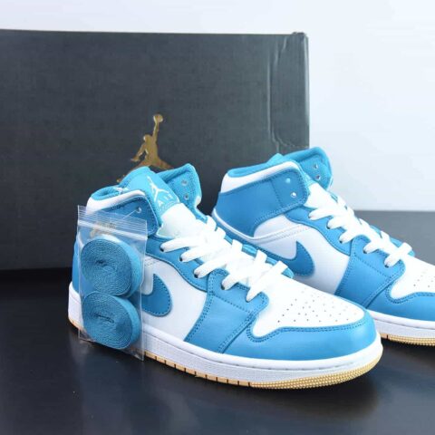 Air Jordan 1 MID AJ1中帮经典复古文化休闲运动篮球鞋“白湖水蓝”货号：DQ8426-400