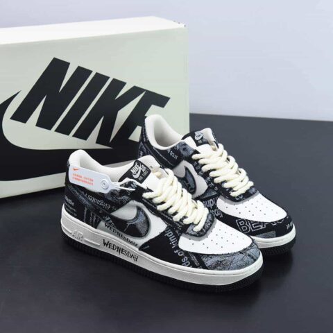 Nike Air Force 1 Low '07 “涂鸦黑白星期三美剧”低帮空军一号休闲板鞋 货号：FB0607-011