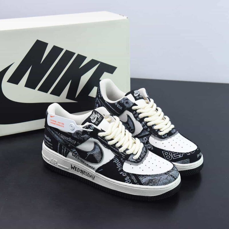 Nike Air Force 1 Low '07 “涂鸦黑白星期三美剧”低帮空军一号休闲板鞋 货号：FB0607-011