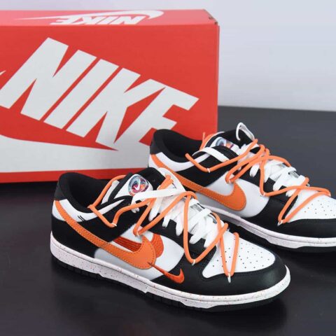 Nike SB Dunk Low  三勾解构抽绳鞋带 黑白橙色  货号：FD4623 144