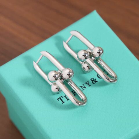 新款☑️TIFFANY&Co.蒂芙尼Tiffany HardWear 系列双环马蹄扣耳钉耳环