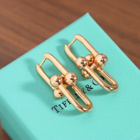 新款☑️TIFFANY&Co.蒂芙尼Tiffany HardWear 系列双环马蹄扣耳钉耳环