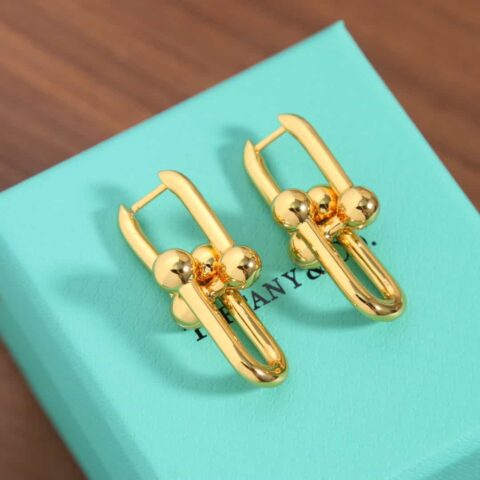 新款☑️TIFFANY&Co.蒂芙尼Tiffany HardWear 系列双环马蹄扣耳钉耳环
