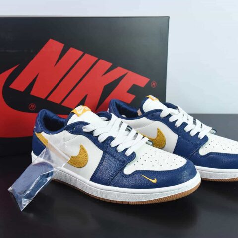 Air Jordan 1 Low OG AJ1 乔丹1代低帮白蓝黄勾爆裂纹  货号：CZ0790-103