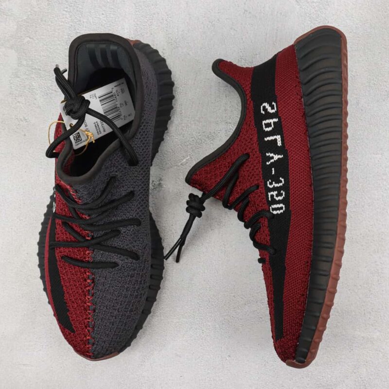 阿迪 椰子350 V2 货号：RH7337 黑酒红色运动鞋 Adidas Yeezy Boost 350 V2