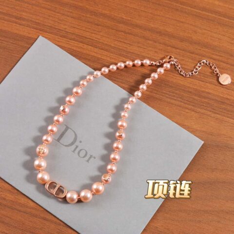 新款☑️DIOR迪奥CD玫瑰金珍珠项链 手链