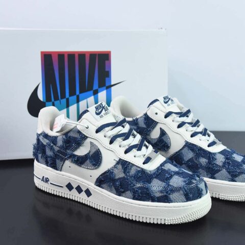 Nike Air Force 1 AF1 空军一号/低帮 白蓝 牛仔 格子 货号：FB0607-099