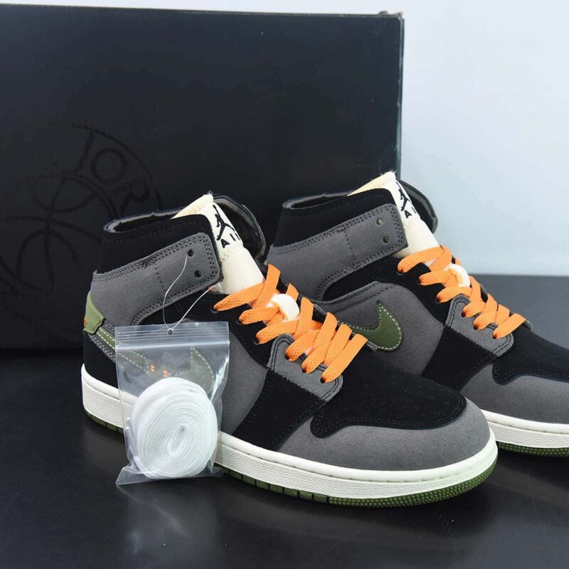 NK Air Jordan 1 Mid SE ”Craft“ AJ1 乔1黑煤灰 中邦休闲板鞋 货号：FD6817-003