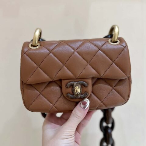CHANEL 23A 高级手工坊系列 达喀尔桃木cf 大mini包 AS4165