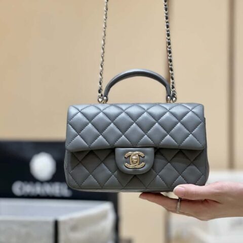 CHANEL 经典之cf mini handle 20CM AS2431石墨灰