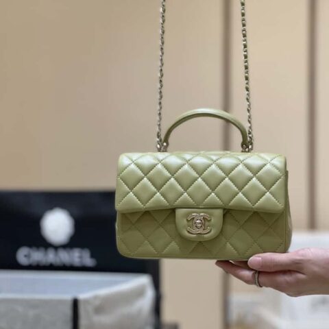 CHANEL 经典之cf mini handle 20CM AS2431牛油果绿