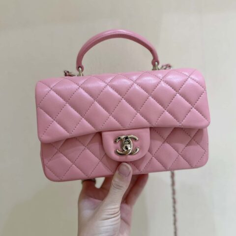 CHANEL 经典之cf mini handle 20CM AS2431粉色