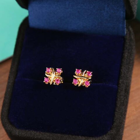 新款☑️TIFFANY&Co.蒂芙尼分色交叉耳钉耳环