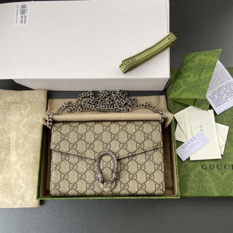 GUCCI Dionysus系列GG Supreme帆布迷你链条包 401231 KHNSN 8642