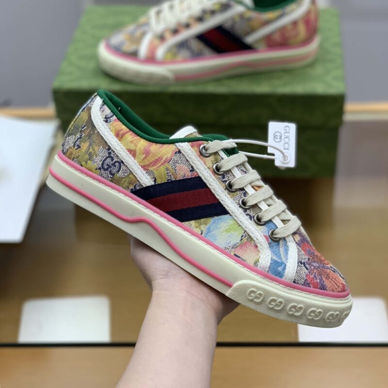 GUCCI 双G花卉帆布 1977男女款帆布鞋