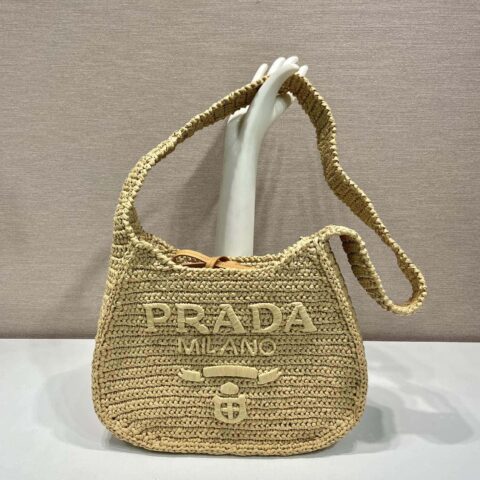 PRADA普拉达纯手工编织单肩包1BG186