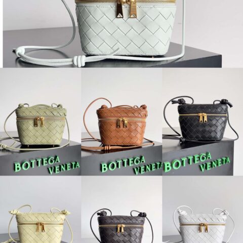 2023新款BV小盒子Bottega Veneta 编织迷你化妆包 型号；743551 小盒子包 白色