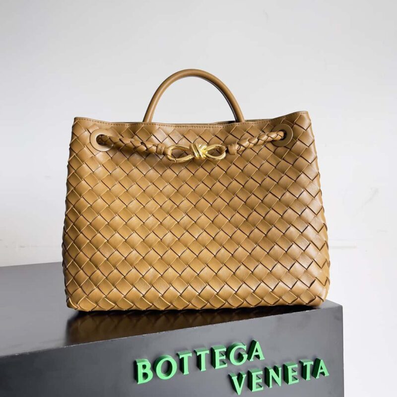 BV Bottega Veneta2023新款Andiamo编织手袋 中号 款号：743572 芥末绿