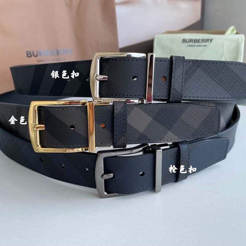 博柏利Burberry 经典格纹英伦风时尚元素腰带 3.5cm