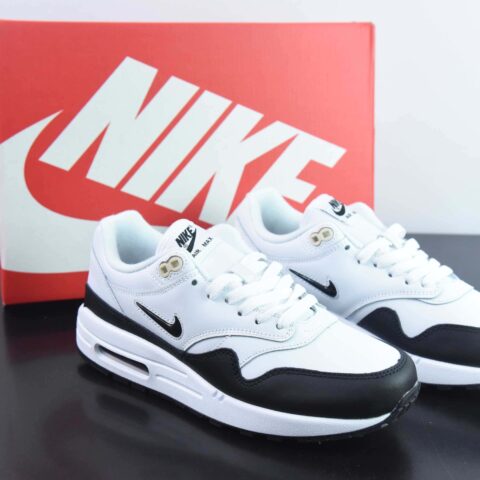 NK Air Max 1 Premium"Jewel/White/Black"初代系列低帮复古气垫百搭休闲运动慢跑鞋“皮革黑白小钩”918354-100