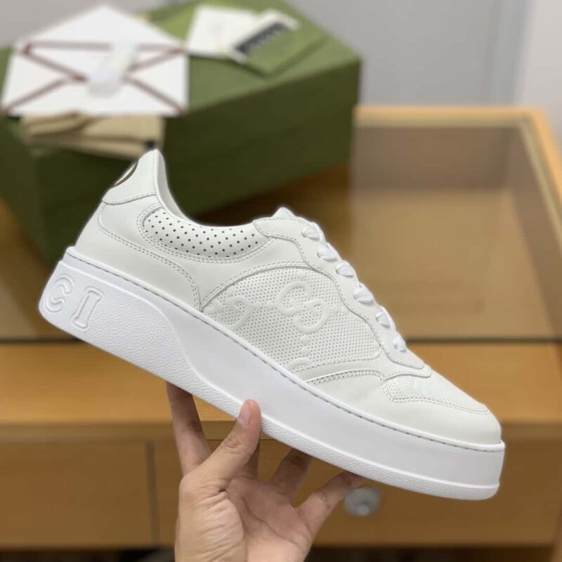 GUCCI GG印花 牛皮材质 情侣款运动鞋
