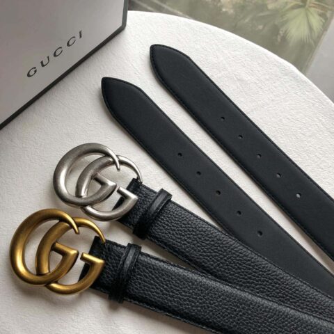 GUCCI logo复古设计腰带原版荔枝纹理4.0cm腰带