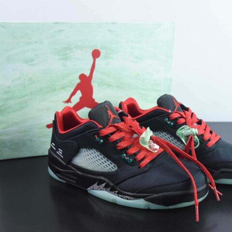 Air Jordan 5 Retro Low "CNY" AJ5 乔5中国年黑红丝绸翡翠夜光撕撕乐 货号：DM4640-036