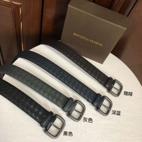 Bottega Veneta 葆蝶家 头层牛皮编织 3.8cm经典色针扣腰带