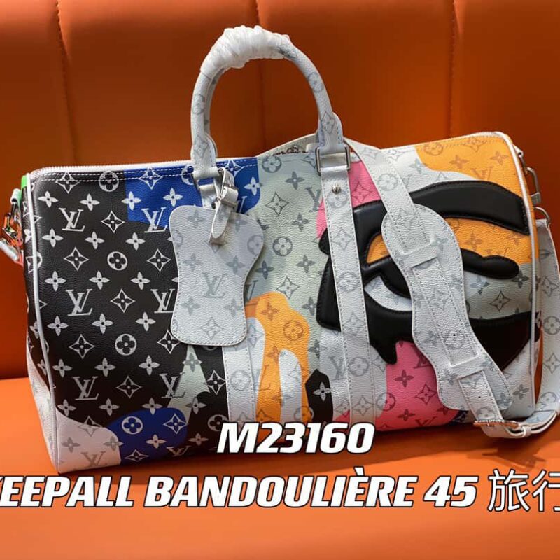 【原单精品】M23160白花(眼睛系列) 旅行袋系列 KEEPALL BANDOULIÈRE 45 旅行袋