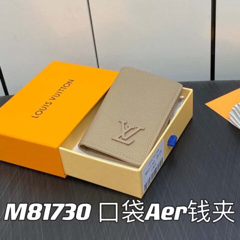 【原单精品】M81730杏色 全皮卡包钱包系列 口袋Aer钱夹 M81730 69979 全新 LV Aerogram 口袋钱夹