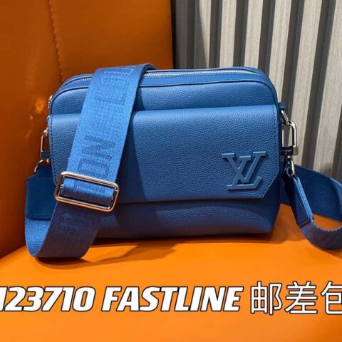 【原单精品】M23710深蓝 全皮男包邮差包系列 秋冬新款 FASTLINE 邮差包