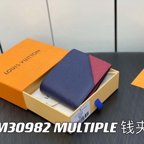 【原单精品】M30982枣红 全皮西装夹钱包系列 MULTIPLE 钱夹