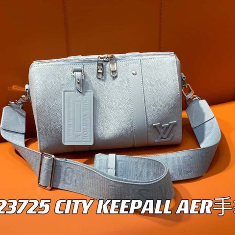 【原单精品】M23725浅蓝 全皮男包枕头包系列 CITY KEEPALL AER手袋 M22486 57082 M23725  City Keepall 手袋