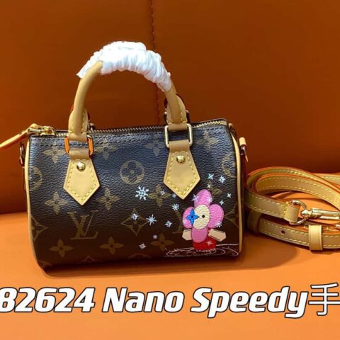 【原单精品】M82624丝印 圣诞款迷你枕头包 16cm speedy系列 Nano Speedy手袋