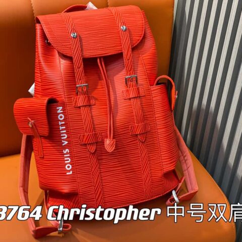 【原单精品】M23764红色字母 全皮水波纹双肩包系列 Christopher 中号双肩包 M41709 M41379