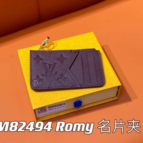 【原单精品】M82494紫红全皮压花 卡包卡夹钱包系列 Romy名片夹
