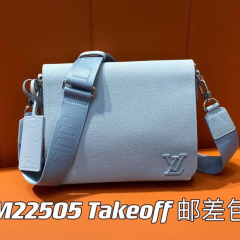 【原单精品】M22505浅蓝 全皮男包邮差包系列 Takeoff 邮差包