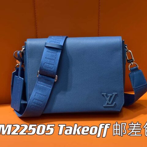 【原单精品】M22505深蓝色 M21363 全皮男包邮差包系列 Takeoff 邮差包