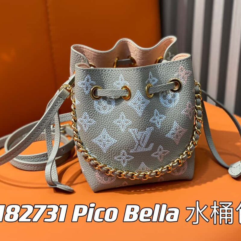 【原单精品】M82731浅灰色 全皮迷你水桶包系列 Pico Bella 水桶包 灰色/渐变( 镂空)