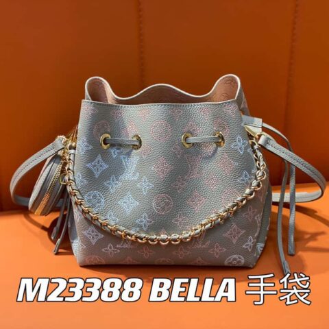 【原单精品】M23388浅灰色 全皮水桶包系列 BELLA 手袋 灰色/渐变（镂空）