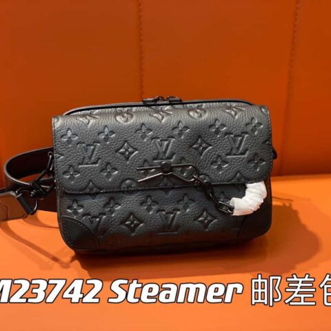 【原单精品】M23742 46795全皮黑色 男包邮差包系列 Steamer 邮差包