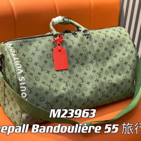 【原单精品】M23963绿色丝印 旅行袋系列 本款 Keepall Bandoulière 55 旅行袋